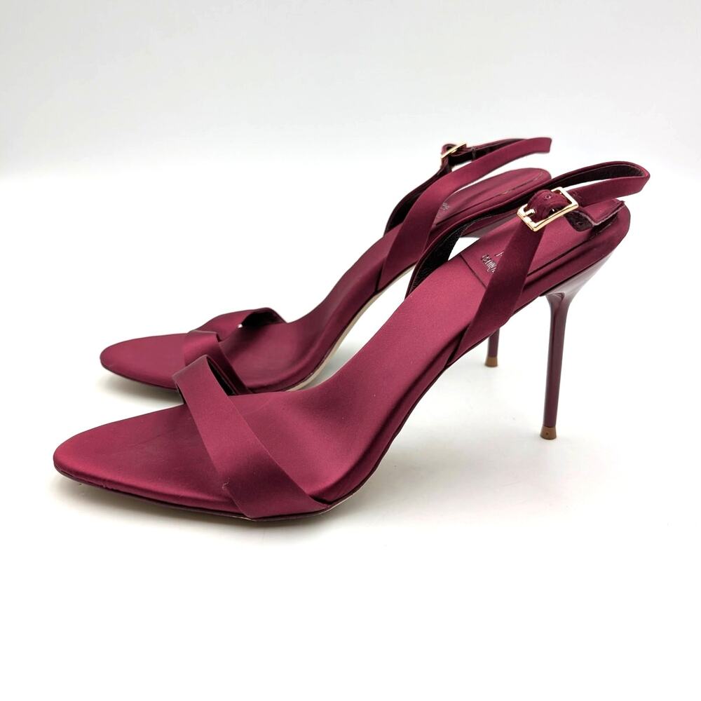 Jeffrey Campbell Go-Getter Open Toe Sandal Women's Fuchsia Satin Size US9.5 EU40